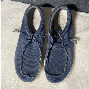 Hey Dude Wally‎ Sox Navy Grey Mens Casual Loafers Slip On Shoes Size 10